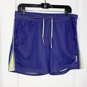 Reebok Mesh Basketball Athletic Shorts, Purple with Lime Green Accents, Medium
